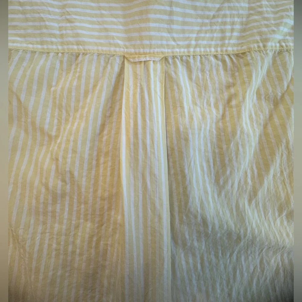 Lafayette 148 Top Yellow/White Striped Short Sleeve Button Down Shirt L - Picture 4 of 9